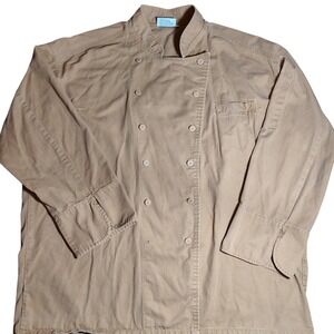 Chef Works Chef Coat Jacket Mens XL Tan Long Sleeve Button Up Cotton kitchen